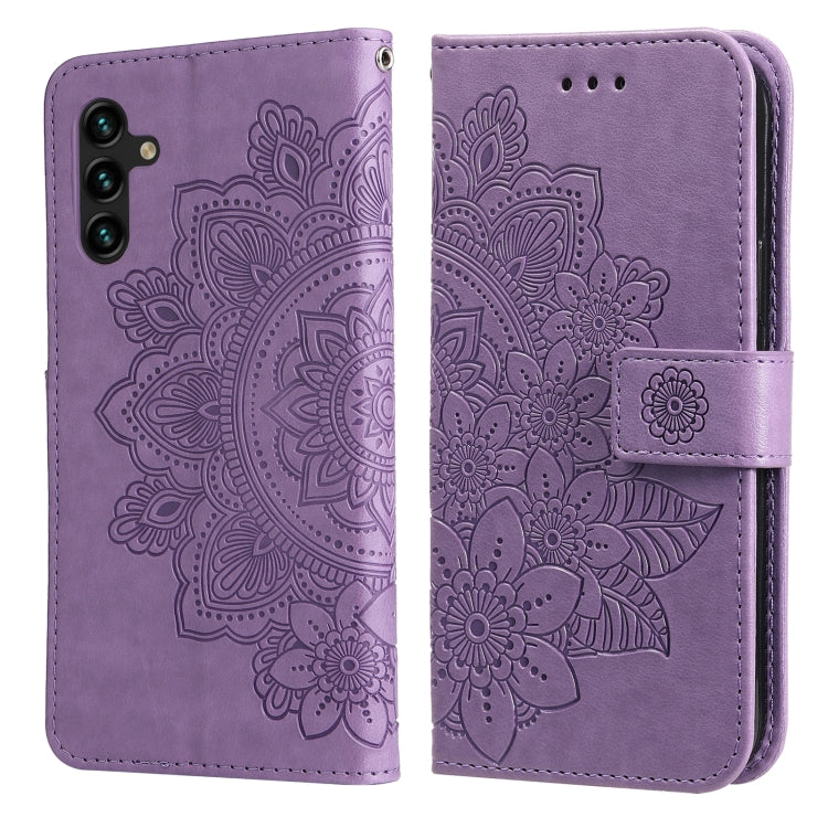 7-petal Flowers Embossing Horizontal Flip Leather Phone Case with Holder & Card Slots, For Motorola Edge 20, For Nokia C20 / C10, For vivo Y21 / Y21s / Y33s, For Samsung Galaxy A13 5G