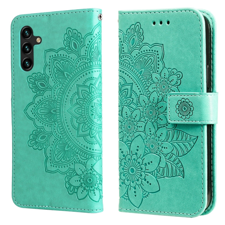 7-petal Flowers Embossing Horizontal Flip Leather Phone Case with Holder & Card Slots, For Motorola Edge 20, For Nokia C20 / C10, For vivo Y21 / Y21s / Y33s, For Samsung Galaxy A13 5G