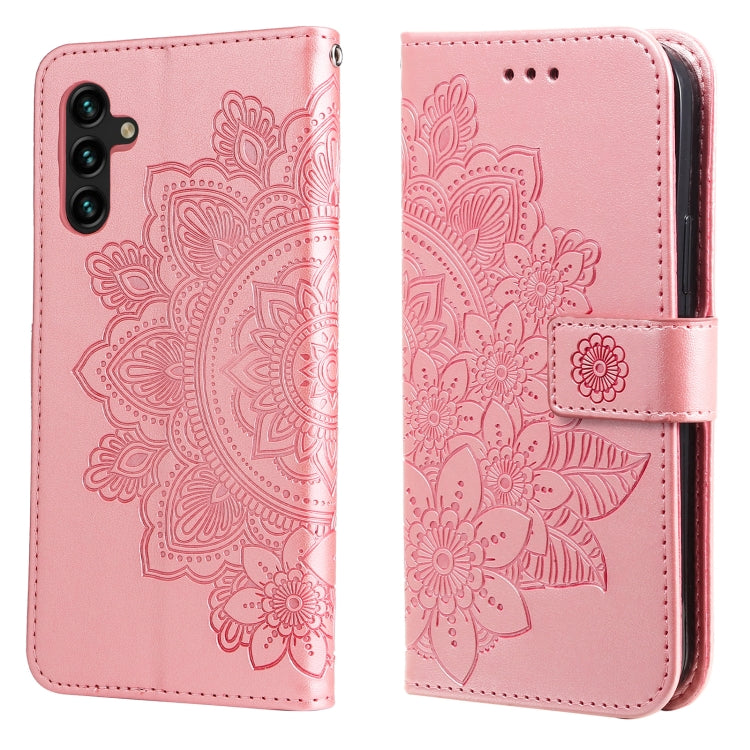 7-petal Flowers Embossing Horizontal Flip Leather Phone Case with Holder & Card Slots, For Motorola Edge 20, For Nokia C20 / C10, For vivo Y21 / Y21s / Y33s, For Samsung Galaxy A13 5G