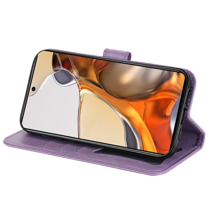 7-petal Flowers Embossing Horizontal Flip Leather Phone Case with Holder & Card Slots, For Xiaomi 11T / 11T Pro