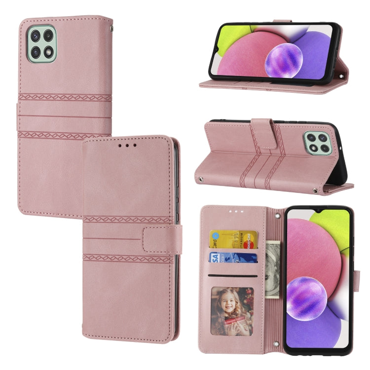 Embossed Striped Magnetic Buckle Horizontal Flip Phone Leather Case, For Samsung Galaxy A03 International Version, For Xiaomi Redmi Note 11, For Samsung Galaxy A03 EU Version, For Xiaomi Redmi Note 11 Pro