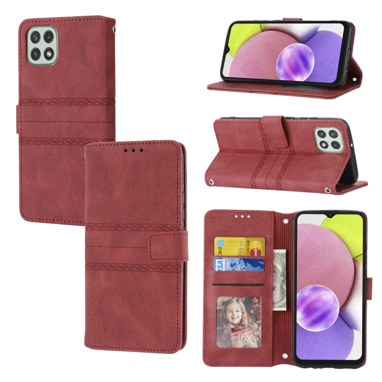 Embossed Striped Magnetic Buckle Horizontal Flip Phone Leather Case, For Samsung Galaxy A03 International Version, For Xiaomi Redmi Note 11, For Samsung Galaxy A03 EU Version, For Xiaomi Redmi Note 11 Pro