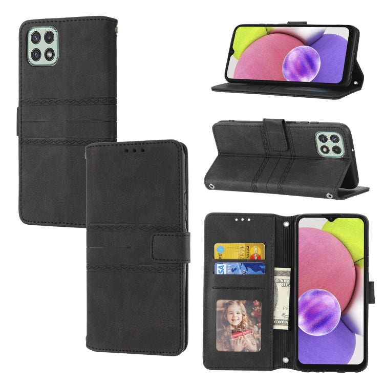 Embossed Striped Magnetic Buckle Horizontal Flip Phone Leather Case, For Samsung Galaxy A03 International Version, For Xiaomi Redmi Note 11, For Samsung Galaxy A03 EU Version, For Xiaomi Redmi Note 11 Pro