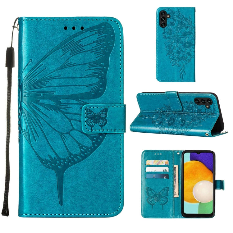Embossed Butterfly Leather Phone Case with Holder & Card Slot & Wallet & Lanyard, For Samsung Galaxy A13 5G, For Samsung Galaxy F52 5G, For Samsung Galaxy S22 5G