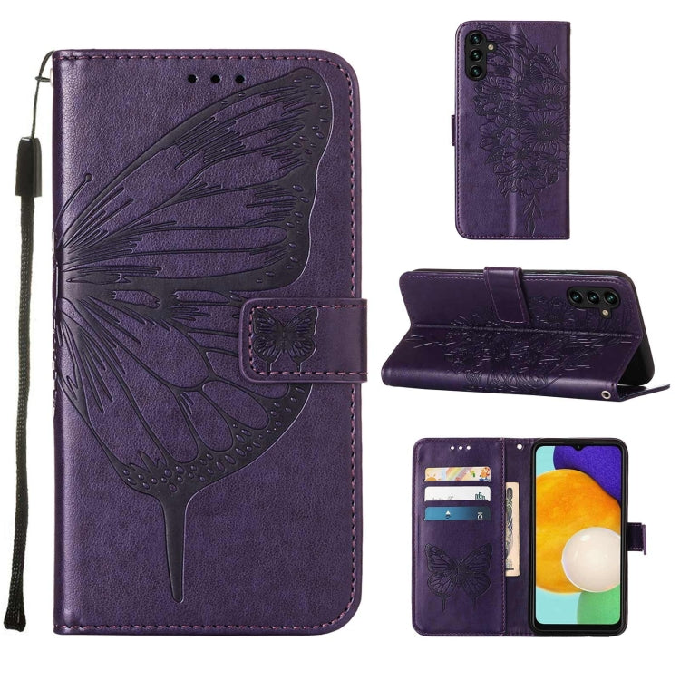 Embossed Butterfly Leather Phone Case with Holder & Card Slot & Wallet & Lanyard, For Samsung Galaxy A13 5G, For Samsung Galaxy F52 5G, For Samsung Galaxy S22 5G