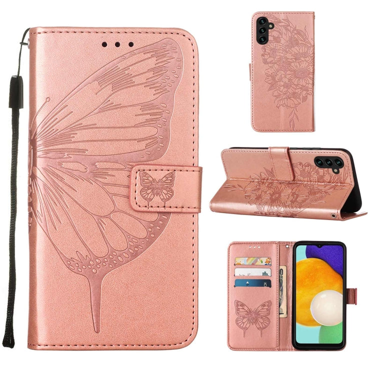 Embossed Butterfly Leather Phone Case with Holder & Card Slot & Wallet & Lanyard, For Samsung Galaxy A13 5G, For Samsung Galaxy F52 5G, For Samsung Galaxy S22 5G