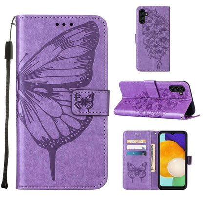 Embossed Butterfly Leather Phone Case with Holder & Card Slot & Wallet & Lanyard, For Samsung Galaxy A13 5G, For Samsung Galaxy F52 5G, For Samsung Galaxy S22 5G