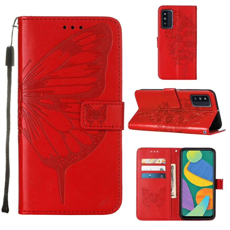 Embossed Butterfly Leather Phone Case with Holder & Card Slot & Wallet & Lanyard, For Samsung Galaxy A13 5G, For Samsung Galaxy F52 5G, For Samsung Galaxy S22 5G