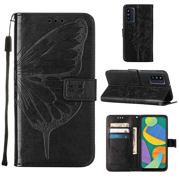 Embossed Butterfly Leather Phone Case with Holder & Card Slot & Wallet & Lanyard, For Samsung Galaxy A13 5G, For Samsung Galaxy F52 5G, For Samsung Galaxy S22 5G