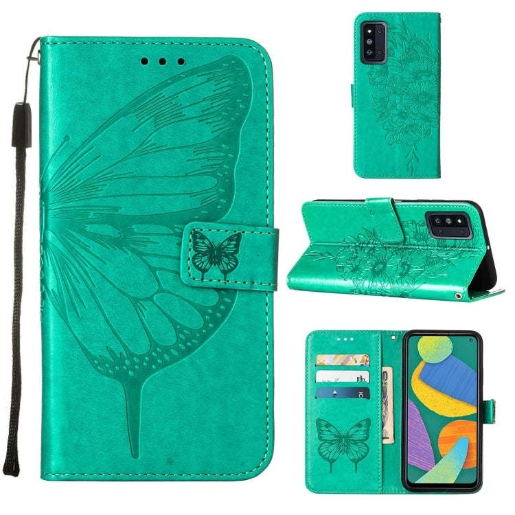 Embossed Butterfly Leather Phone Case with Holder & Card Slot & Wallet & Lanyard, For Samsung Galaxy A13 5G, For Samsung Galaxy F52 5G, For Samsung Galaxy S22 5G