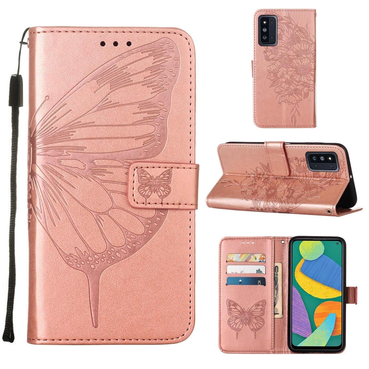 Embossed Butterfly Leather Phone Case with Holder & Card Slot & Wallet & Lanyard, For Samsung Galaxy A13 5G, For Samsung Galaxy F52 5G, For Samsung Galaxy S22 5G