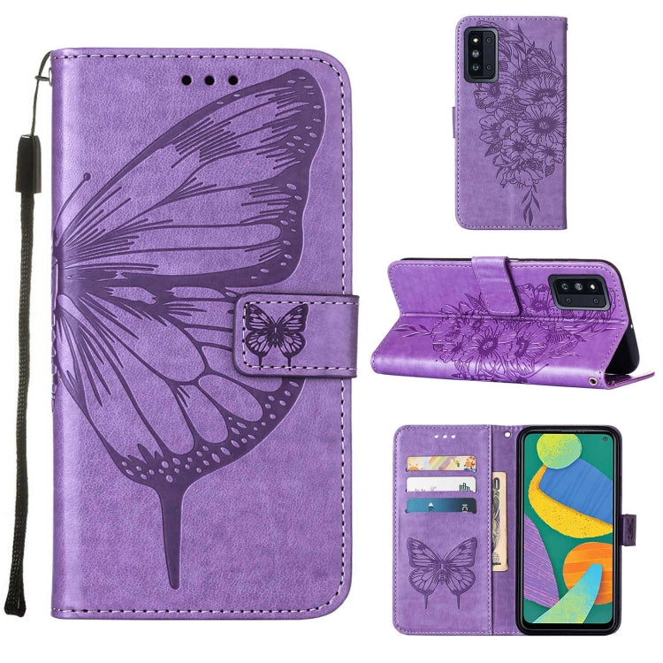 Embossed Butterfly Leather Phone Case with Holder & Card Slot & Wallet & Lanyard, For Samsung Galaxy A13 5G, For Samsung Galaxy F52 5G, For Samsung Galaxy S22 5G