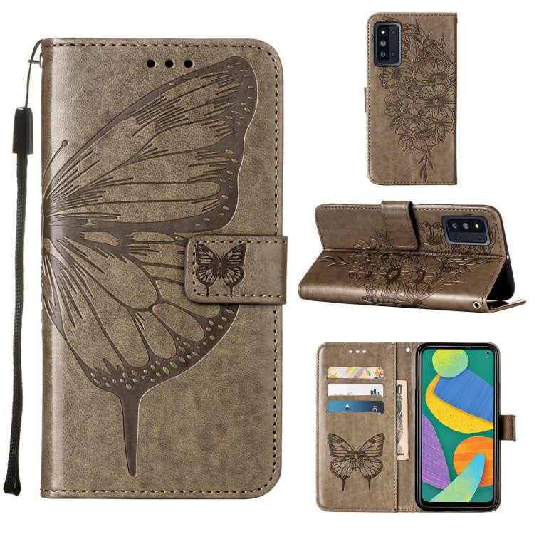 Embossed Butterfly Leather Phone Case with Holder & Card Slot & Wallet & Lanyard, For Samsung Galaxy A13 5G, For Samsung Galaxy F52 5G, For Samsung Galaxy S22 5G