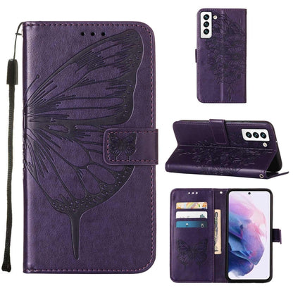 Embossed Butterfly Leather Phone Case with Holder & Card Slot & Wallet & Lanyard, For Samsung Galaxy A13 5G, For Samsung Galaxy F52 5G, For Samsung Galaxy S22 5G