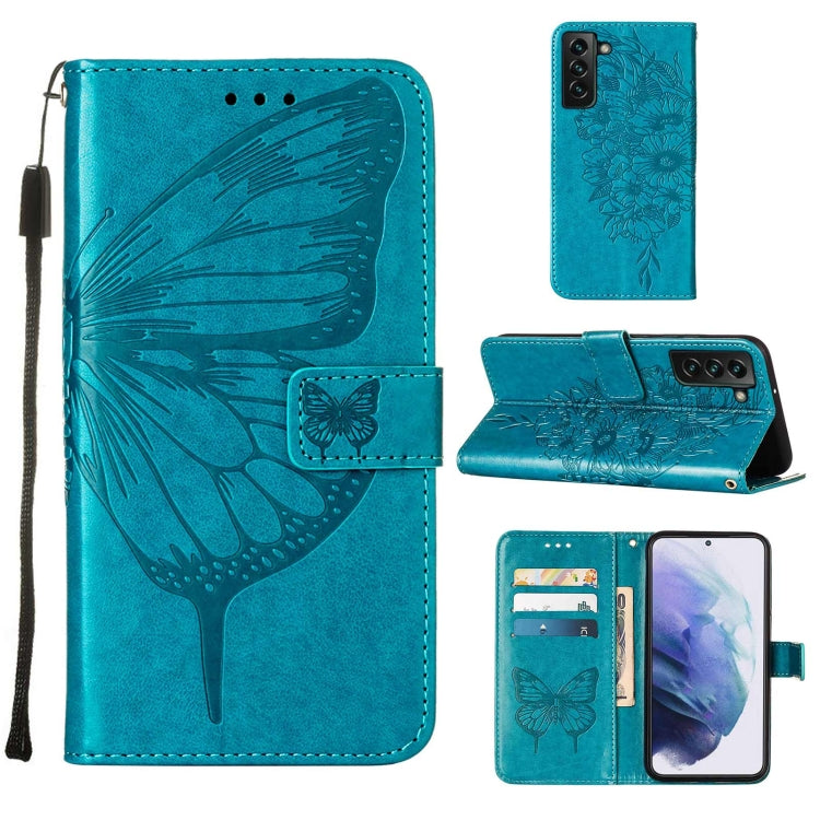 Embossed Butterfly Leather Phone Case with Holder & Card Slot & Wallet & Lanyard, For Samsung Galaxy S22+ 5G, For Samsung Galaxy S22 Ultra 5G, For Xiaomi Mi 11T 5G / 11T Pro 5G