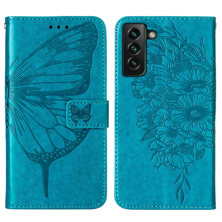 Embossed Butterfly Leather Phone Case with Holder & Card Slot & Wallet & Lanyard, For Samsung Galaxy S22+ 5G, For Samsung Galaxy S22 Ultra 5G, For Xiaomi Mi 11T 5G / 11T Pro 5G