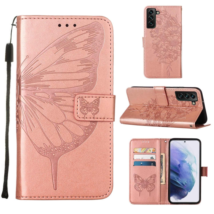 Embossed Butterfly Leather Phone Case with Holder & Card Slot & Wallet & Lanyard, For Samsung Galaxy S22+ 5G, For Samsung Galaxy S22 Ultra 5G, For Xiaomi Mi 11T 5G / 11T Pro 5G