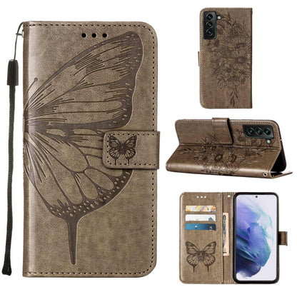 Embossed Butterfly Leather Phone Case with Holder & Card Slot & Wallet & Lanyard, For Samsung Galaxy S22+ 5G, For Samsung Galaxy S22 Ultra 5G, For Xiaomi Mi 11T 5G / 11T Pro 5G