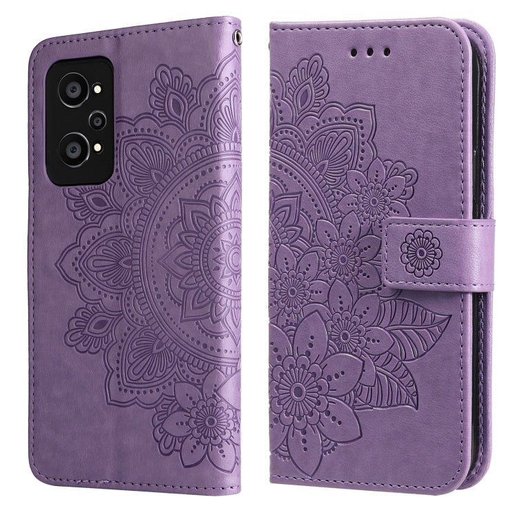 7-petal Flowers Embossed Flip Leather Phone Case with Holder & Card Slots, For Huawei nova 8i / Honor 50 Lite, For Huawei nova 9 / Honor 50, For Nokia G50, For OPPO Realme GT Neo2