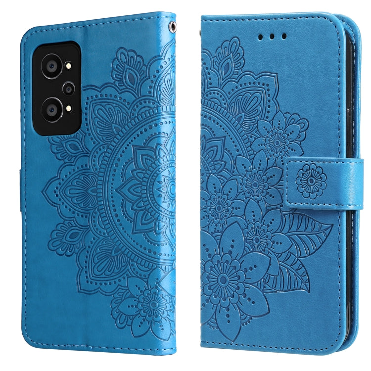 7-petal Flowers Embossed Flip Leather Phone Case with Holder & Card Slots, For Huawei nova 8i / Honor 50 Lite, For Huawei nova 9 / Honor 50, For Nokia G50, For OPPO Realme GT Neo2
