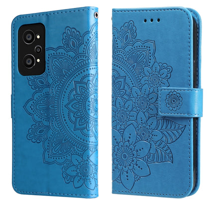 7-petal Flowers Embossed Flip Leather Phone Case with Holder & Card Slots, For Huawei nova 8i / Honor 50 Lite, For Huawei nova 9 / Honor 50, For Nokia G50, For OPPO Realme GT Neo2
