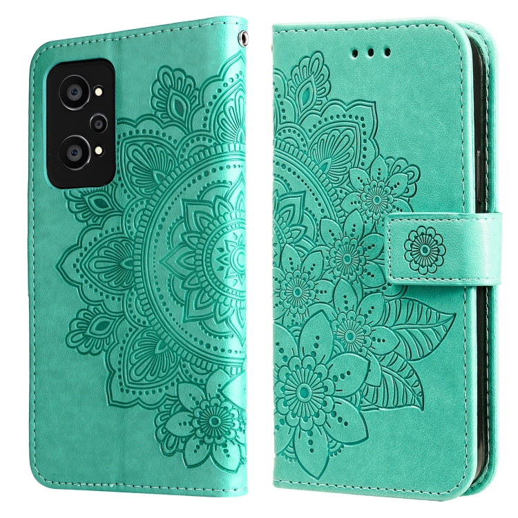 7-petal Flowers Embossed Flip Leather Phone Case with Holder & Card Slots, For Huawei nova 8i / Honor 50 Lite, For Huawei nova 9 / Honor 50, For Nokia G50, For OPPO Realme GT Neo2