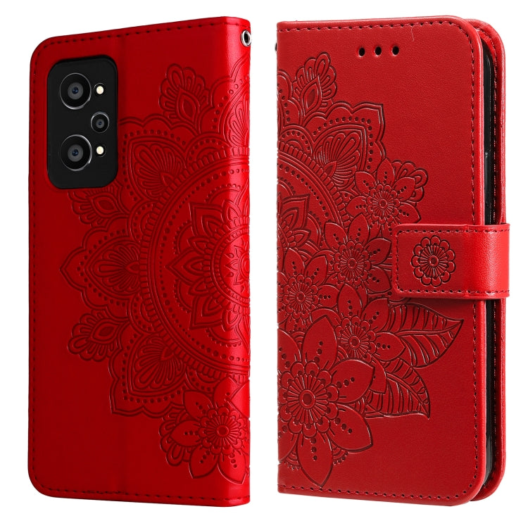 7-petal Flowers Embossed Flip Leather Phone Case with Holder & Card Slots, For Huawei nova 8i / Honor 50 Lite, For Huawei nova 9 / Honor 50, For Nokia G50, For OPPO Realme GT Neo2