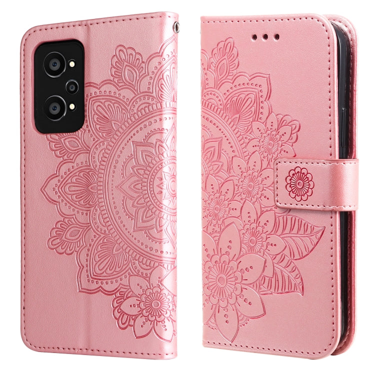 7-petal Flowers Embossed Flip Leather Phone Case with Holder & Card Slots, For Huawei nova 8i / Honor 50 Lite, For Huawei nova 9 / Honor 50, For Nokia G50, For OPPO Realme GT Neo2
