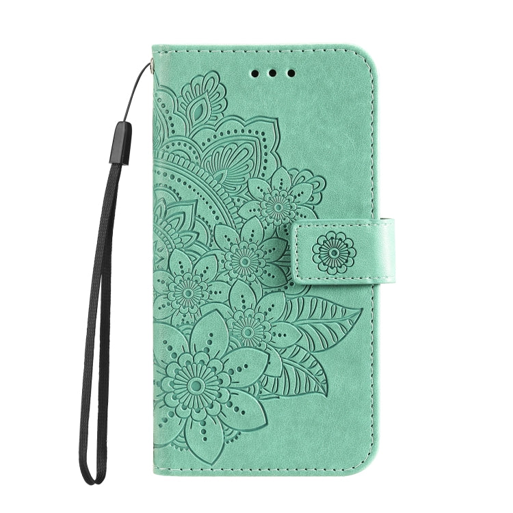 7-petal Flowers Embossed Flip Leather Phone Case with Holder & Card Slots, For OPPO Reno6 4G, For Samsung Galaxy M52 5G, For Samsung Galaxy S22 5G, For Samsung Galaxy S22+ 5G