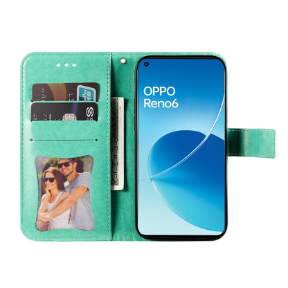 7-petal Flowers Embossed Flip Leather Phone Case with Holder & Card Slots, For OPPO Reno6 4G, For Samsung Galaxy M52 5G, For Samsung Galaxy S22 5G, For Samsung Galaxy S22+ 5G