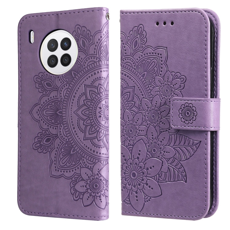 7-petal Flowers Embossed Flip Leather Phone Case with Holder & Card Slots, For Huawei nova 8i / Honor 50 Lite, For Huawei nova 9 / Honor 50, For Nokia G50, For OPPO Realme GT Neo2