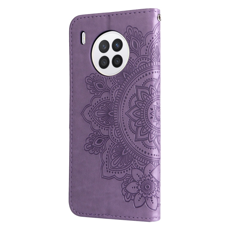 7-petal Flowers Embossed Flip Leather Phone Case with Holder & Card Slots, For Huawei nova 8i / Honor 50 Lite, For Huawei nova 9 / Honor 50, For Nokia G50, For OPPO Realme GT Neo2