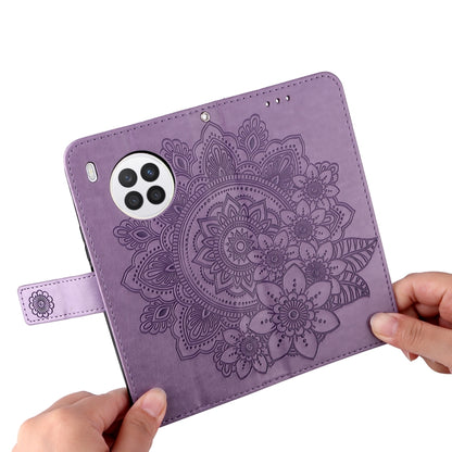 7-petal Flowers Embossed Flip Leather Phone Case with Holder & Card Slots, For Huawei nova 8i / Honor 50 Lite, For Huawei nova 9 / Honor 50, For Nokia G50, For OPPO Realme GT Neo2