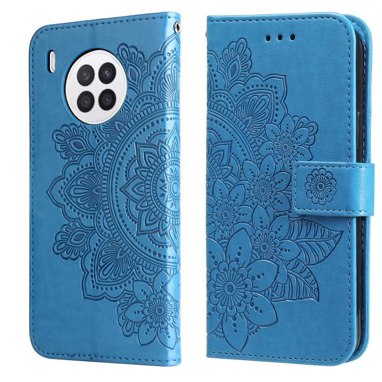 7-petal Flowers Embossed Flip Leather Phone Case with Holder & Card Slots, For Huawei nova 8i / Honor 50 Lite, For Huawei nova 9 / Honor 50, For Nokia G50, For OPPO Realme GT Neo2