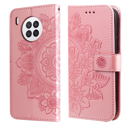 7-petal Flowers Embossed Flip Leather Phone Case with Holder & Card Slots, For Huawei nova 8i / Honor 50 Lite, For Huawei nova 9 / Honor 50, For Nokia G50, For OPPO Realme GT Neo2