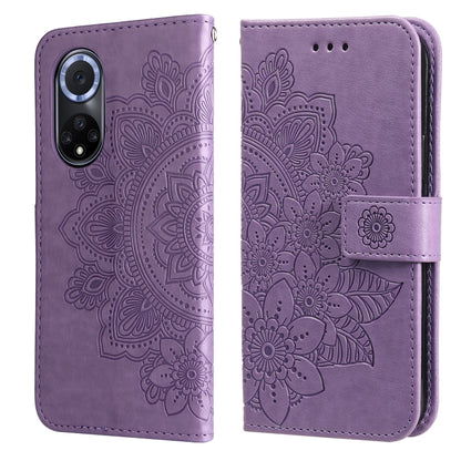 7-petal Flowers Embossed Flip Leather Phone Case with Holder & Card Slots, For Huawei nova 8i / Honor 50 Lite, For Huawei nova 9 / Honor 50, For Nokia G50, For OPPO Realme GT Neo2