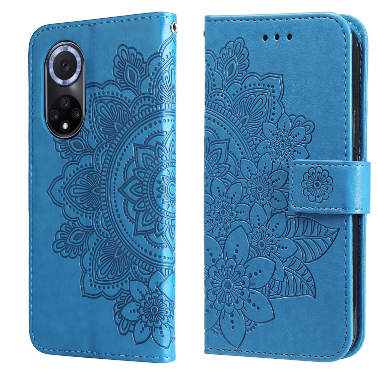 7-petal Flowers Embossed Flip Leather Phone Case with Holder & Card Slots, For Huawei nova 8i / Honor 50 Lite, For Huawei nova 9 / Honor 50, For Nokia G50, For OPPO Realme GT Neo2