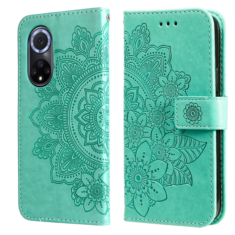 7-petal Flowers Embossed Flip Leather Phone Case with Holder & Card Slots, For Huawei nova 8i / Honor 50 Lite, For Huawei nova 9 / Honor 50, For Nokia G50, For OPPO Realme GT Neo2
