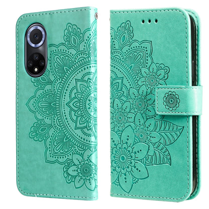 7-petal Flowers Embossed Flip Leather Phone Case with Holder & Card Slots, For Huawei nova 8i / Honor 50 Lite, For Huawei nova 9 / Honor 50, For Nokia G50, For OPPO Realme GT Neo2