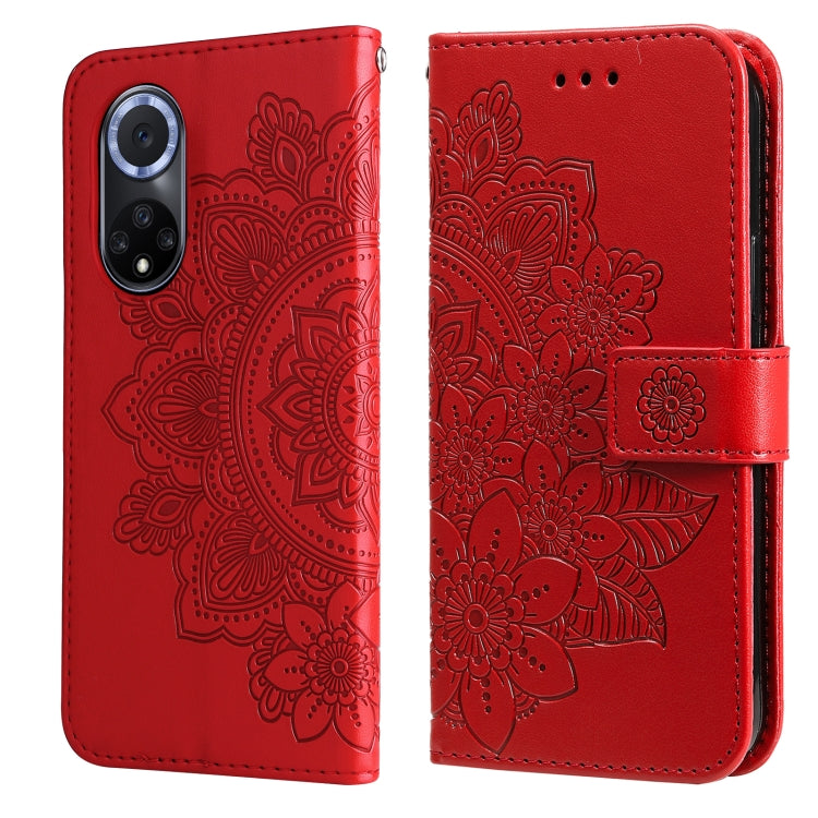 7-petal Flowers Embossed Flip Leather Phone Case with Holder & Card Slots, For Huawei nova 8i / Honor 50 Lite, For Huawei nova 9 / Honor 50, For Nokia G50, For OPPO Realme GT Neo2