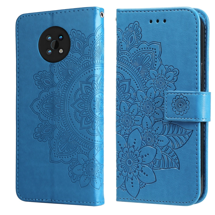 7-petal Flowers Embossed Flip Leather Phone Case with Holder & Card Slots, For Huawei nova 8i / Honor 50 Lite, For Huawei nova 9 / Honor 50, For Nokia G50, For OPPO Realme GT Neo2