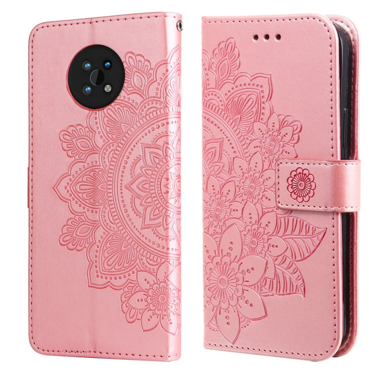 7-petal Flowers Embossed Flip Leather Phone Case with Holder & Card Slots, For Huawei nova 8i / Honor 50 Lite, For Huawei nova 9 / Honor 50, For Nokia G50, For OPPO Realme GT Neo2