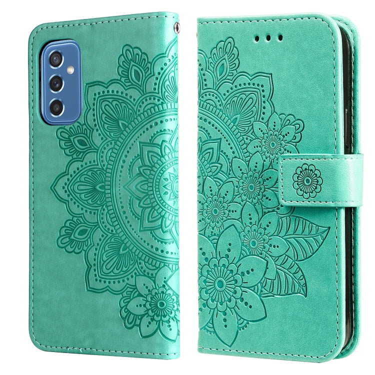7-petal Flowers Embossed Flip Leather Phone Case with Holder & Card Slots, For OPPO Reno6 4G, For Samsung Galaxy M52 5G, For Samsung Galaxy S22 5G, For Samsung Galaxy S22+ 5G