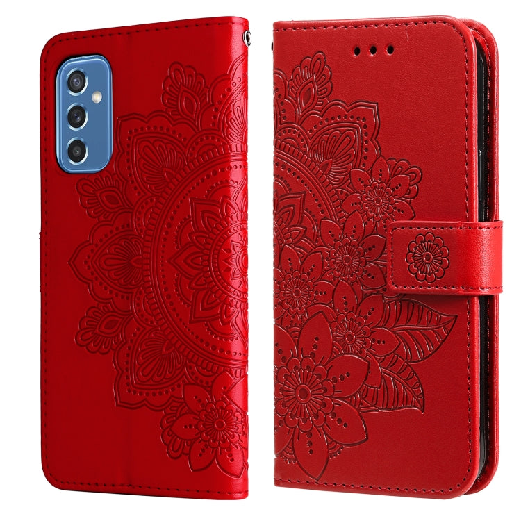 7-petal Flowers Embossed Flip Leather Phone Case with Holder & Card Slots, For OPPO Reno6 4G, For Samsung Galaxy M52 5G, For Samsung Galaxy S22 5G, For Samsung Galaxy S22+ 5G