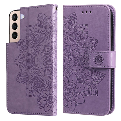 7-petal Flowers Embossed Flip Leather Phone Case with Holder & Card Slots, For OPPO Reno6 4G, For Samsung Galaxy M52 5G, For Samsung Galaxy S22 5G, For Samsung Galaxy S22+ 5G