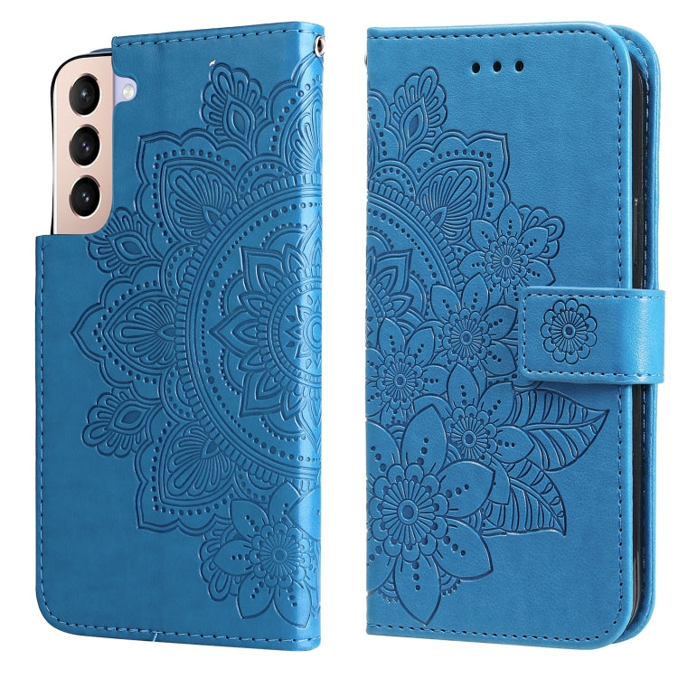 7-petal Flowers Embossed Flip Leather Phone Case with Holder & Card Slots, For OPPO Reno6 4G, For Samsung Galaxy M52 5G, For Samsung Galaxy S22 5G, For Samsung Galaxy S22+ 5G