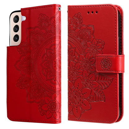 7-petal Flowers Embossed Flip Leather Phone Case with Holder & Card Slots, For OPPO Reno6 4G, For Samsung Galaxy M52 5G, For Samsung Galaxy S22 5G, For Samsung Galaxy S22+ 5G