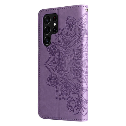 7-petal Flowers Embossed Flip Leather Phone Case with Holder & Card Slots, Samsung Galaxy S22 UItra 5G, For Samsung Galaxy A03s (164.2mm)