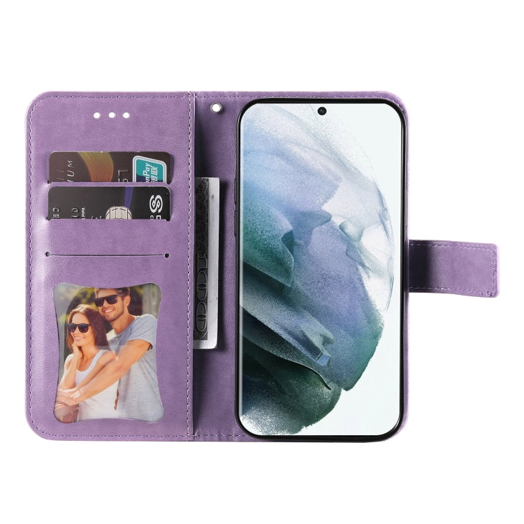 7-petal Flowers Embossed Flip Leather Phone Case with Holder & Card Slots, Samsung Galaxy S22 UItra 5G, For Samsung Galaxy A03s (164.2mm)