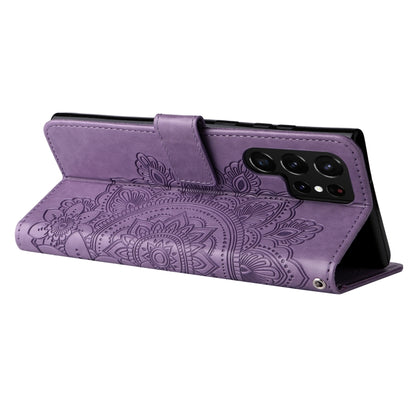 7-petal Flowers Embossed Flip Leather Phone Case with Holder & Card Slots, Samsung Galaxy S22 UItra 5G, For Samsung Galaxy A03s (164.2mm)